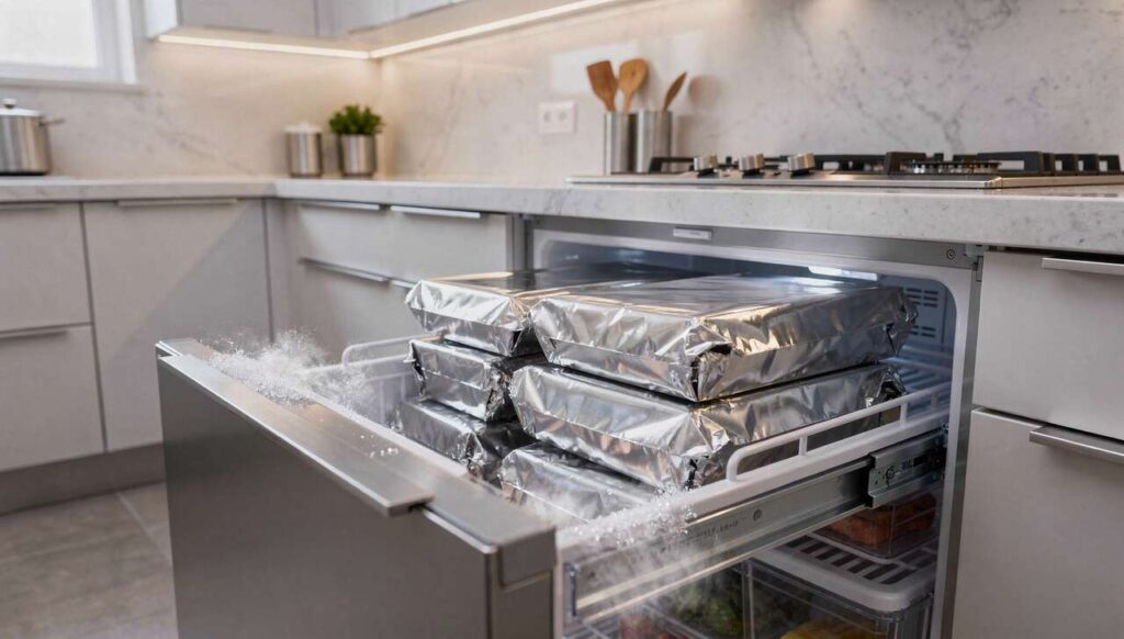 Aluminiumfolie in de vriezer: de truc waarmee je ijsaanslag bijna volledig voorkomt