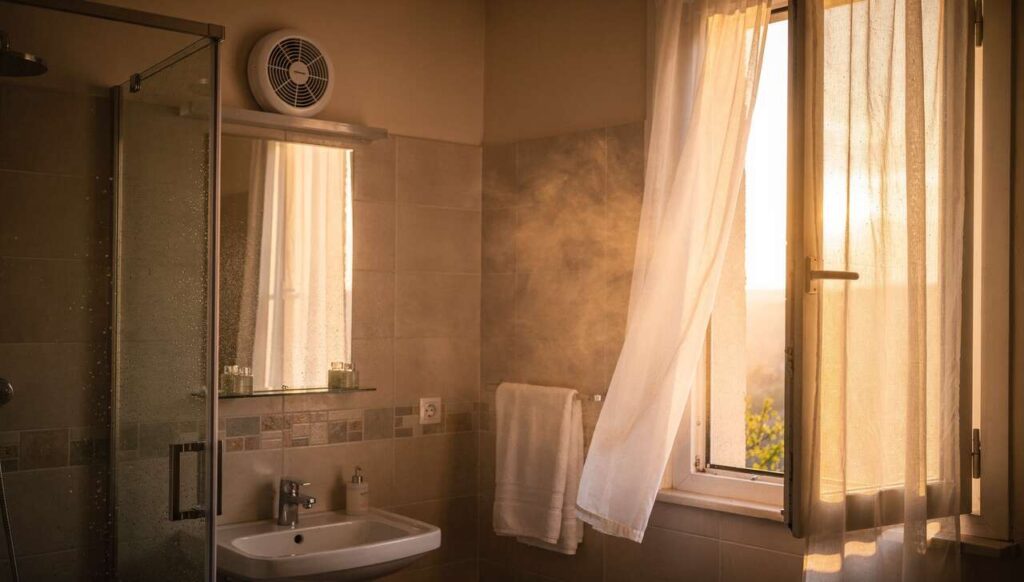 Waarom je na het douchen beter het raam openzet dan de ventilator aanzet